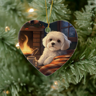 Ornamento De Cerâmica Natal Maltês Único, Presente Para Povoados De Cão