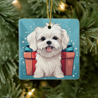 Ornamento De Cerâmica Natal Maltês Único, Presente Para Povoados De Cão