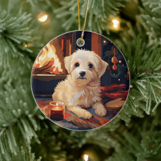 Ornamento De Cerâmica Natal Maltês Único, Presente Para Povoados De Cão