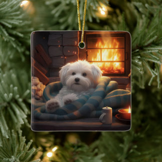 Ornamento De Cerâmica Natal Maltês Único, Presente Para Povoados De Cão