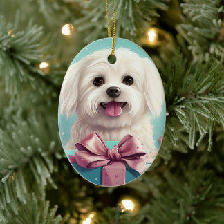 Ornamento De Cerâmica Natal Maltês Único, Presente Para Povoados De Cão