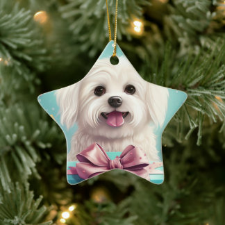Ornamento De Cerâmica Natal Maltês Único, Presente Para Povoados De Cão