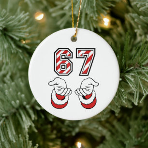 Ornamento De Cerâmica Natal Meme do Papai Noel Seis Sete 67 6 7 Feriado