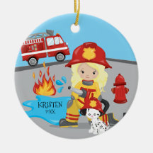Natal Menina Loira Bombeiro Única
