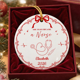 Ornamento De Cerâmica Natal Minimalista Enfermeira Nome Personalizado An