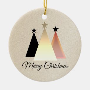 Ornamento De Cerâmica Natal Minimalista Preto e Dourado Rosa