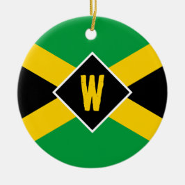 Ornamento De Cerâmica Natal Monograma da Bandeira Jamaicana