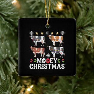Ornamento De Cerâmica Natal Mooey Amante de Vaca Férias Fazenda Fazendei