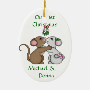 Ornamento De Cerâmica Natal Mousey do amor
