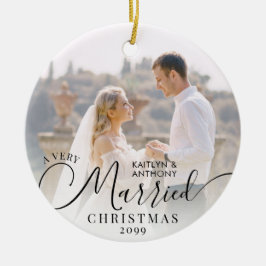 Ornamento De Cerâmica Natal Muito Casado Moderno 2 Foto Preto