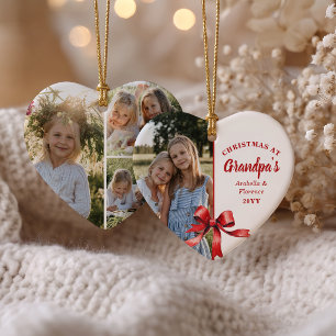 Ornamento De Cerâmica Natal Na Casa Do Avô 4 Foto Laço Vermelho Natal