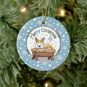 Ornamento De Cerâmica Natal Natividade Pembroke Welsh Corgi (vermelho1)