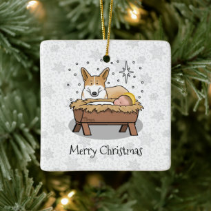 Ornamento De Cerâmica Natal Natividade Pembroke Welsh Corgi (vermelho1)