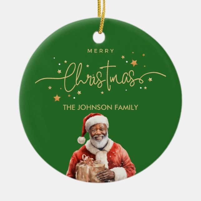 Ornamento De Cerâmica Natal negro afro-americano (Frente)