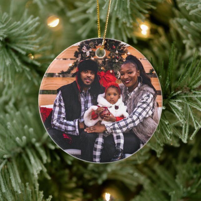Ornamento De Cerâmica Natal no espírito do amor com sua foto (Árvore)