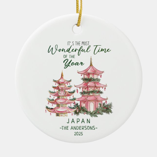 Ornamento De Cerâmica Natal no Japão - Viagem personalizado (Frente)