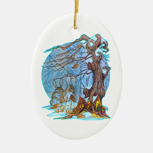 Ornamento De Cerâmica Natal no Ornament Elf Hall (Frente)