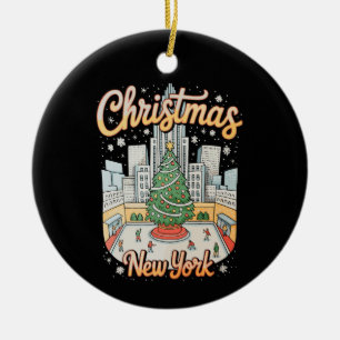 Ornamento De Cerâmica Natal Nova York NY Viagem Férias Temporada de Fest