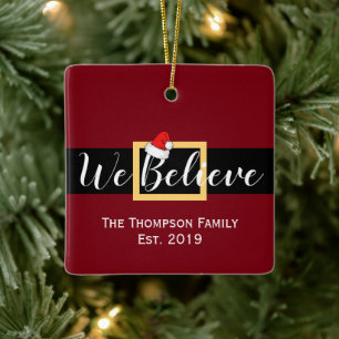 Ornamento De Cerâmica Natal Papai Noel Acreditamos em Foto da Família