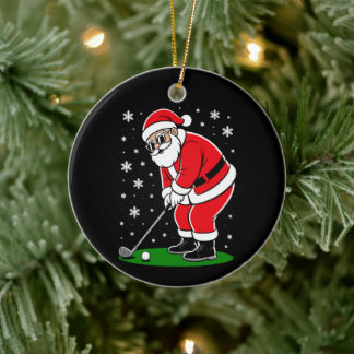 Ornamento De Cerâmica Natal Papai Noel Golfe Golfista Flocos de Neve Gol