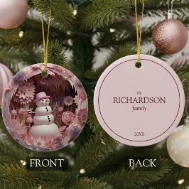 Ornamento De Cerâmica Natal Papai Noel Rosa Personalizado