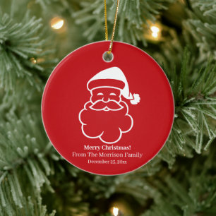 Ornamento De Cerâmica Natal Papai Noel vermelho branco nome personalizad