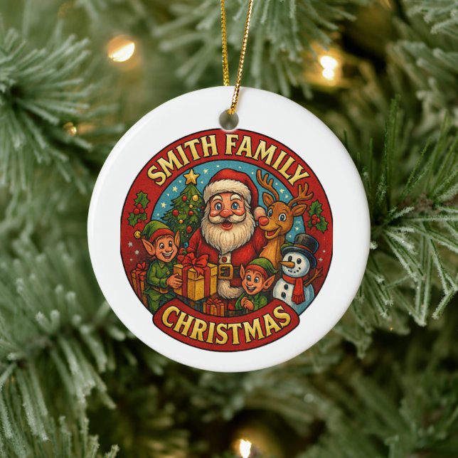 Ornamento De Cerâmica Natal para a Família Festiva Editável (Árvore)