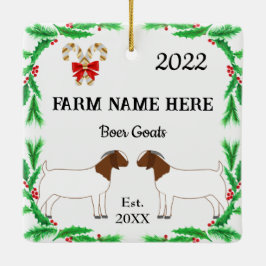 Ornamento De Cerâmica Natal para a Fazenda de Boer Goat Personalizado