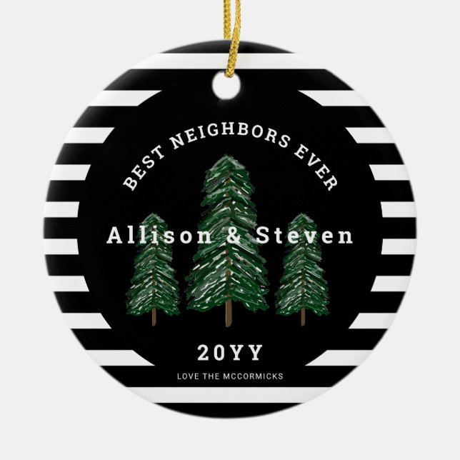 Ornamento De Cerâmica Natal para Pinheiros Elegantes (Frente)