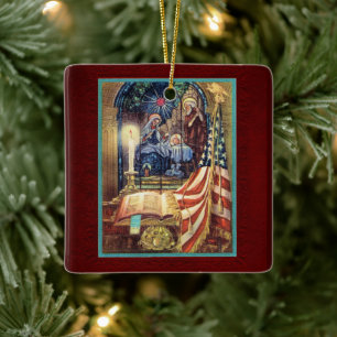 Ornamento De Cerâmica Natal Patriótico Deus e Pátria