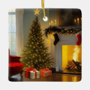 Ornamento De Cerâmica Natal Pelo Fogo