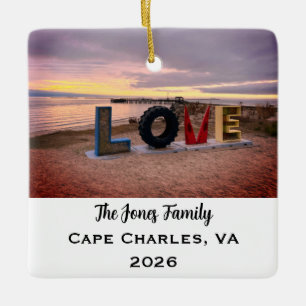 Ornamento De Cerâmica Natal Personalizado com Foto de Cape Charles, Virg