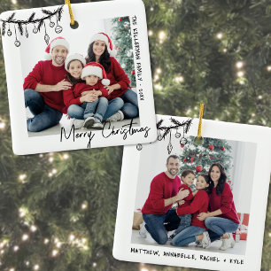 Ornamento De Cerâmica Natal Personalizado com Foto de Família Dupla Face