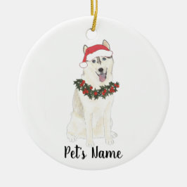 Ornamento De Cerâmica Natal Personalizado com Husky