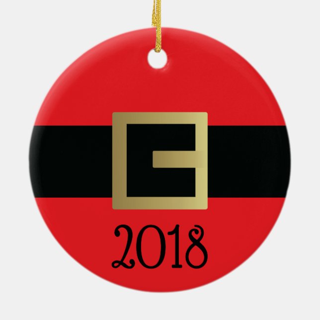 Ornamento De Cerâmica Natal personalizado da correia de Papai Noel (Traseira)
