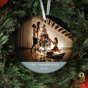 Ornamento De Cerâmica Natal Personalizado da Família Elegante 2024