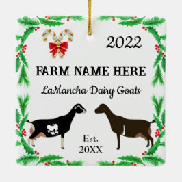 Ornamento De Cerâmica Natal personalizado da Fazenda LaMancha Dairy Goat