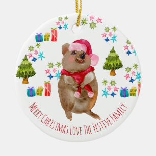Ornamento De Cerâmica Natal Personalizado da Quokka Aussie