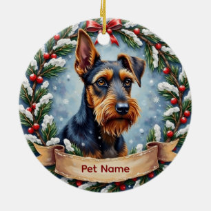 Ornamento De Cerâmica Natal Personalizado de Airedale Terrier