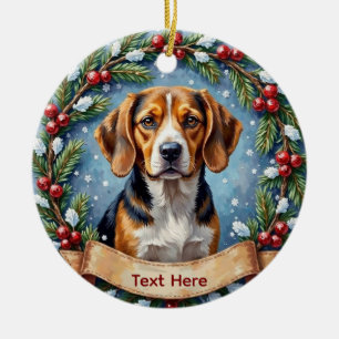 Ornamento De Cerâmica Natal Personalizado de Beagle no Natal