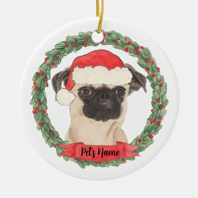 Ornamento De Cerâmica Natal Personalizado de Brussels Griffon (Frente)