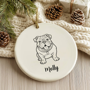 Ornamento De Cerâmica Natal Personalizado de Cachorro Bulldog Inglês
