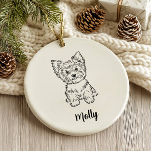 Ornamento De Cerâmica Natal Personalizado de Cachorro Yorkie