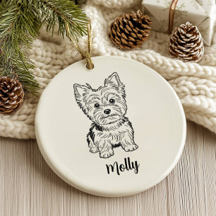 Ornamento De Cerâmica Natal Personalizado de Cachorro Yorkie