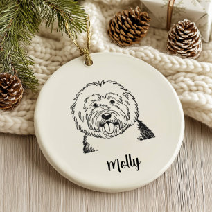 Ornamento De Cerâmica Natal Personalizado de Cão Ovelheiro