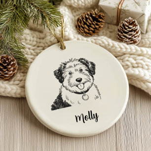 Ornamento De Cerâmica Natal Personalizado de Cão Ovelheiro