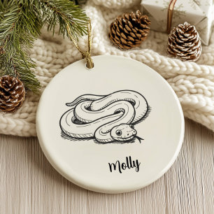 Ornamento De Cerâmica Natal Personalizado de Cobra de Estimação