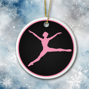 Ornamento De Cerâmica Natal personalizado de dança preta rosa