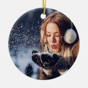 Ornamento De Cerâmica Natal personalizado de fotos personalizadas
