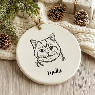 Ornamento De Cerâmica Natal Personalizado de Gato British Shorthair